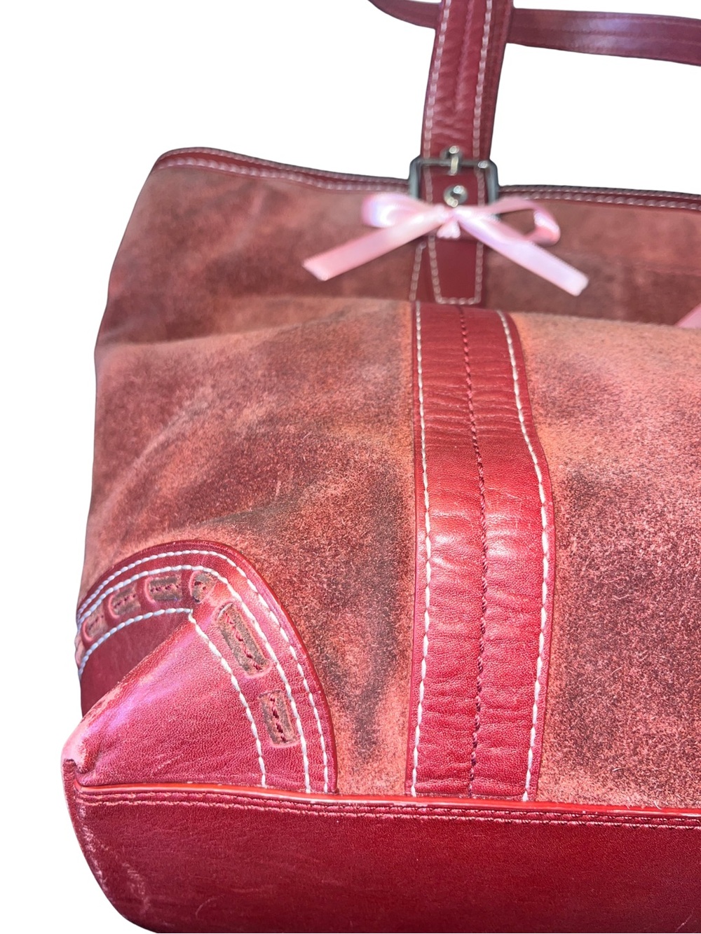 Coach Burgundy Suede Tote - Picture 7 of 15